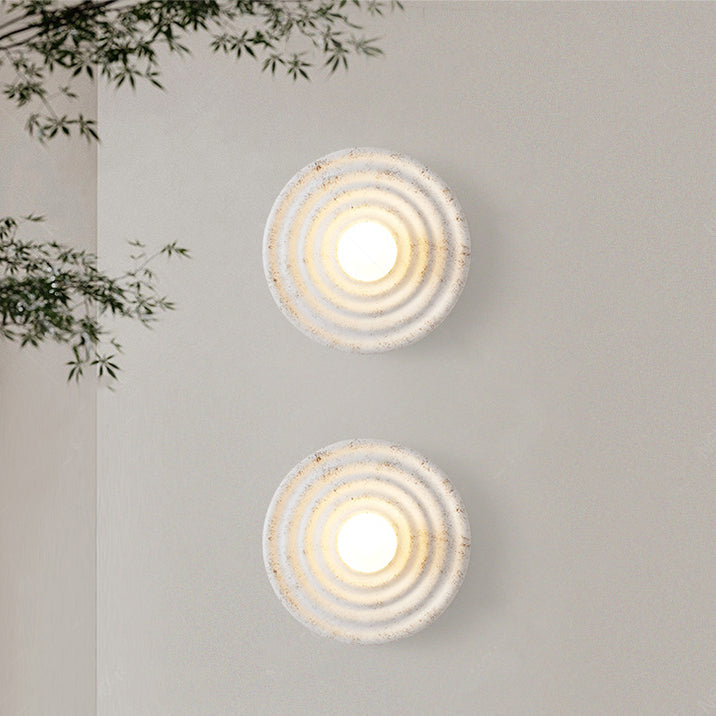 Contemporary Nordic Resin Glass Round 1-Light Wall Sconce Lamp For Bedroom & Living Room