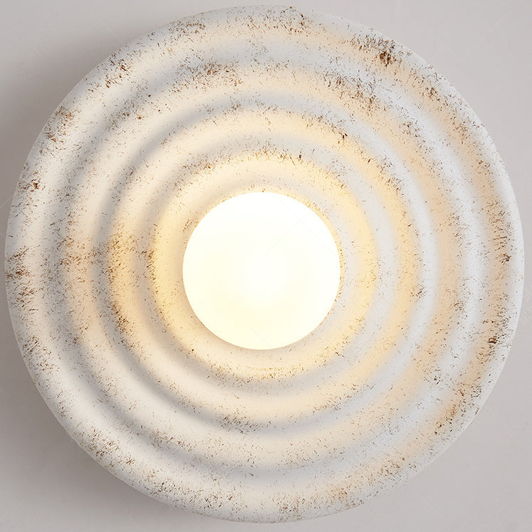 Contemporary Nordic Resin Glass Round 1-Light Wall Sconce Lamp For Bedroom & Living Room