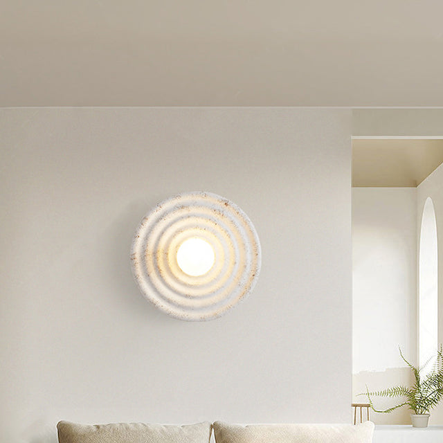 Contemporary Nordic Resin Glass Round 1-Light Wall Sconce Lamp For Bedroom & Living Room