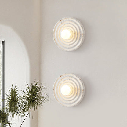 Contemporary Nordic Resin Glass Round 1-Light Wall Sconce Lamp For Bedroom & Living Room
