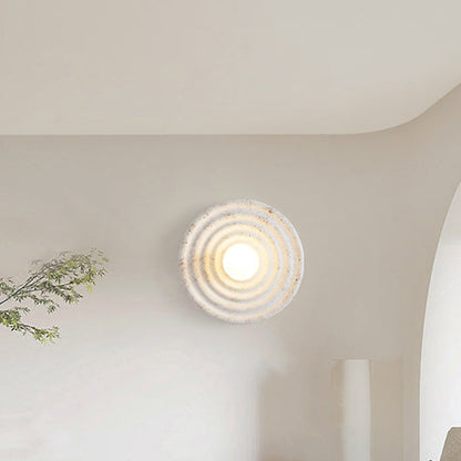 Contemporary Nordic Resin Glass Round 1-Light Wall Sconce Lamp For Bedroom & Living Room