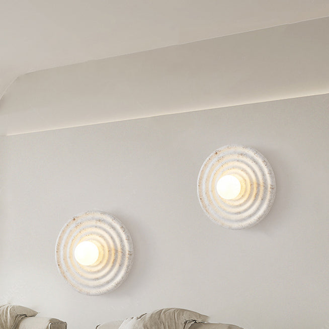Contemporary Nordic Resin Glass Round 1-Light Wall Sconce Lamp For Bedroom & Living Room