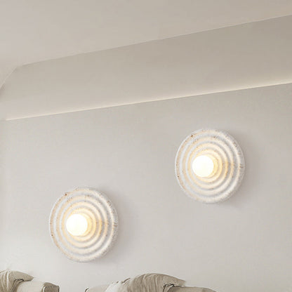 Contemporary Nordic Resin Glass Round 1-Light Wall Sconce Lamp For Bedroom & Living Room