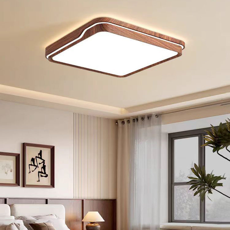 Modern Minimalist Iron & Acrylic Round Square Rectangle LED Flush Mount Ceiling Light For Bedroom & Living Room