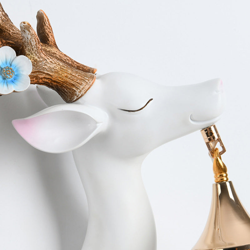 Modern Art Deco Resin Crystal Deer Head Shape 1-Light Wall Sconce Lamp For Living Room & Bedroom