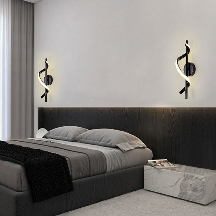 Contemporary Nordic Silicone & Metal Curved S-Shape LED Wall Sconce Lamp For Bedroom & Living Room