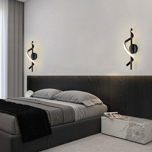Contemporary Nordic Silicone & Metal Curved S-Shape LED Wall Sconce Lamp For Bedroom & Living Room