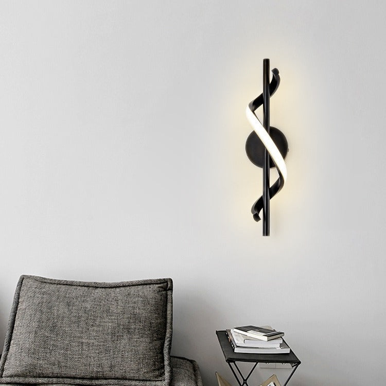 Contemporary Nordic Silicone & Metal Curved S-Shape LED Wall Sconce Lamp For Bedroom & Living Room