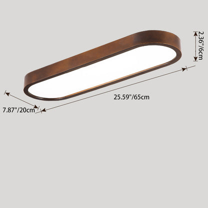 مصباح سقف LED بيضاوي الشكل بتصميم عصري بسيط من خشب المطاط والأكريليك لغرفة النوم وغرفة المعيشة