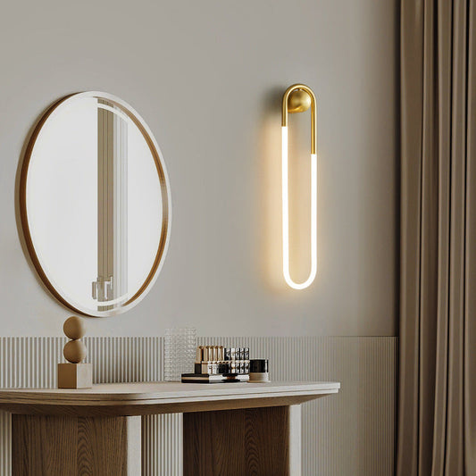 Modern Luxury Brass Acrylic Oval Globe LED Wall Sconce Lamp For Bedroom & Living Room