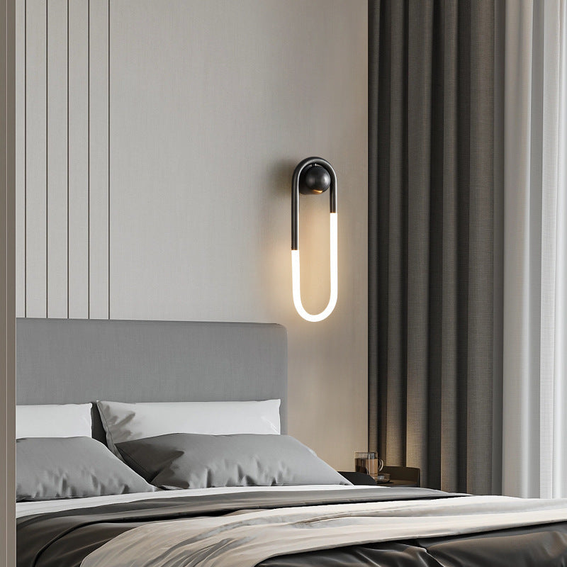 Modern Luxury Brass Acrylic Oval Globe LED Wall Sconce Lamp For Bedroom & Living Room