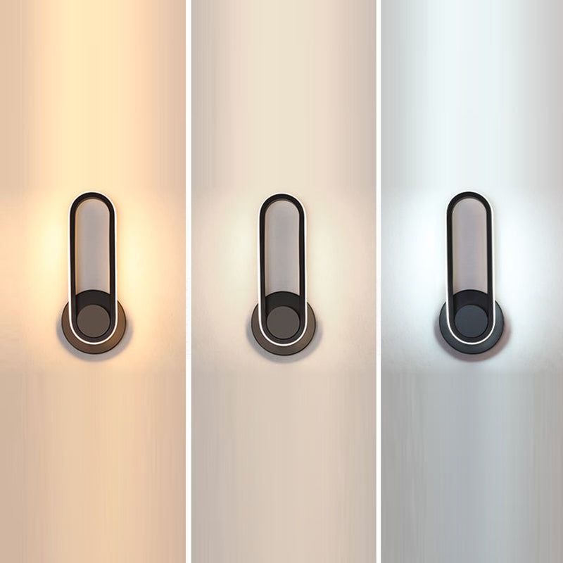 Contemporary Nordic Acrylic Metal Round Oval LED Wall Sconce Lamp For Bedroom & Living Room