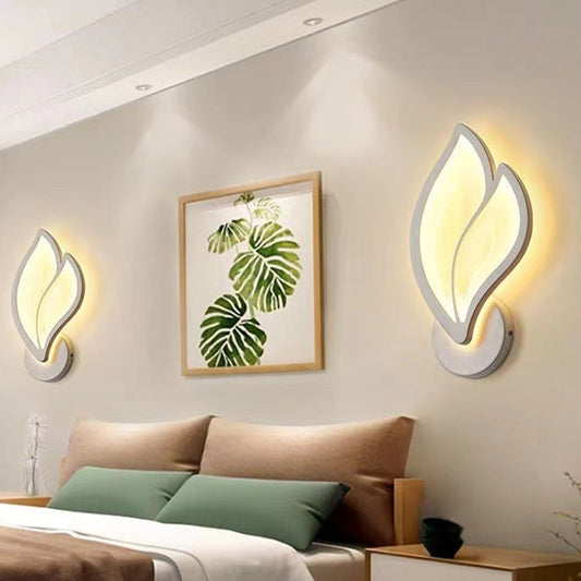 Modern Art Deco Acrylic Aluminum Iron Petal LED Wall Sconce Lamp For Bedroom & Living Room