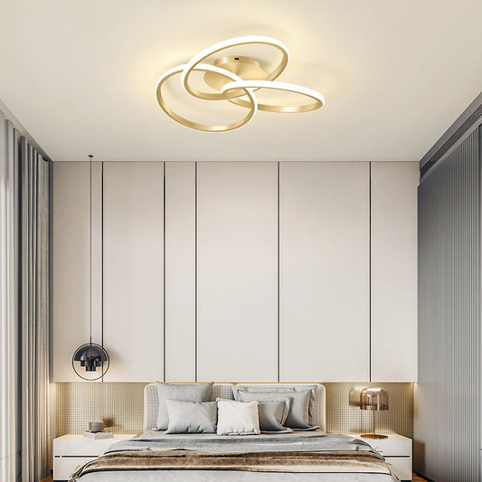 مصباح سقف LED شبه مسطح بتصميم حلقات متشابكة من السيليكون بتصميم معاصر إبداعي لغرفة النوم وغرفة المعيشة