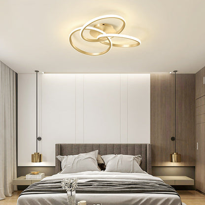 مصباح سقف LED شبه مسطح بتصميم حلقات متشابكة من السيليكون بتصميم معاصر إبداعي لغرفة النوم وغرفة المعيشة
