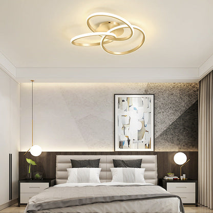 مصباح سقف LED شبه مسطح بتصميم حلقات متشابكة من السيليكون بتصميم معاصر إبداعي لغرفة النوم وغرفة المعيشة