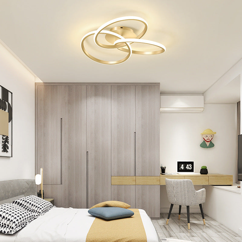 مصباح سقف LED شبه مسطح بتصميم حلقات متشابكة من السيليكون بتصميم معاصر إبداعي لغرفة النوم وغرفة المعيشة