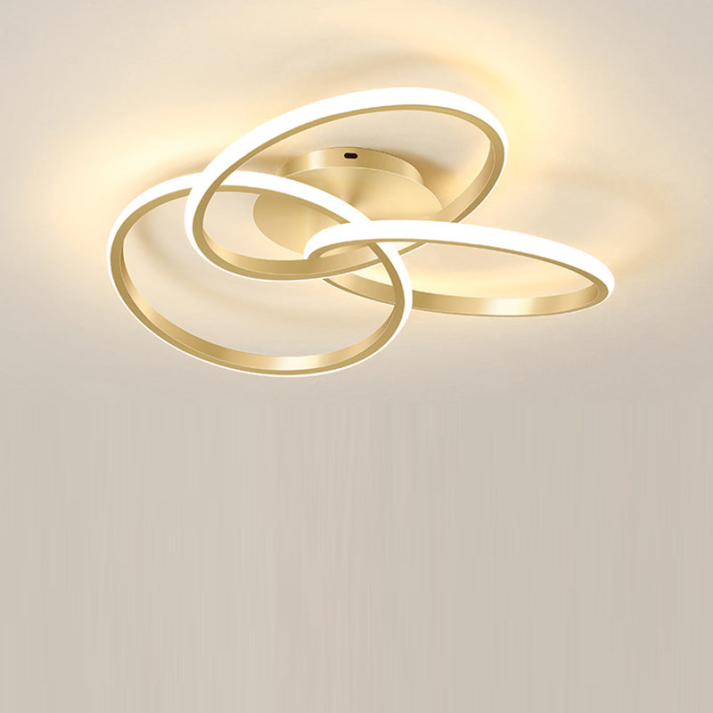 مصباح سقف LED شبه مسطح بتصميم حلقات متشابكة من السيليكون بتصميم معاصر إبداعي لغرفة النوم وغرفة المعيشة