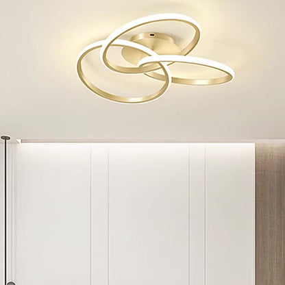 مصباح سقف LED شبه مسطح بتصميم حلقات متشابكة من السيليكون بتصميم معاصر إبداعي لغرفة النوم وغرفة المعيشة