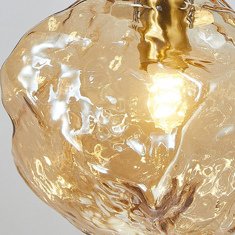 Contemporary Creative Glass Wood Iron Irregular Stone 1-Light Pendant Light For Bedroom & Living Room