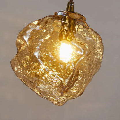 Contemporary Creative Glass Wood Iron Irregular Stone 1-Light Pendant Light For Bedroom & Living Room