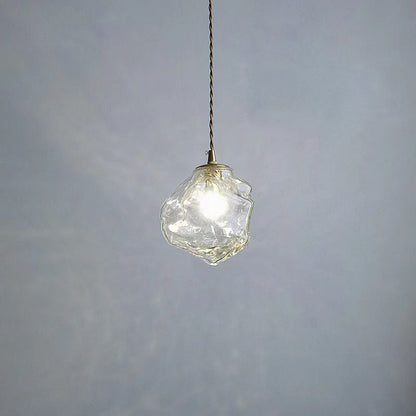 Contemporary Creative Glass Wood Iron Irregular Stone 1-Light Pendant Light For Bedroom & Living Room