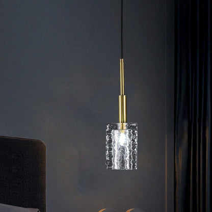 Modern Luxury Crystal Copper Cylindrical 1-Light Pendant Light For Bedroom Living Room