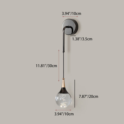 Modern Luxury Crystal Ball Aluminum Iron Round 1-Light Wall Sconce Lamp For Bedroom & Living Room