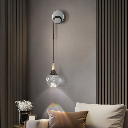Modern Luxury Crystal Ball Aluminum Iron Round 1-Light Wall Sconce Lamp For Bedroom & Living Room