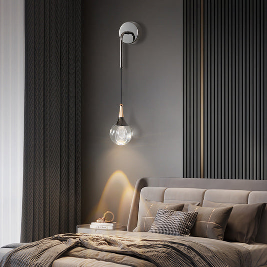 Modern Luxury Crystal Ball Aluminum Iron Round 1-Light Wall Sconce Lamp For Bedroom & Living Room