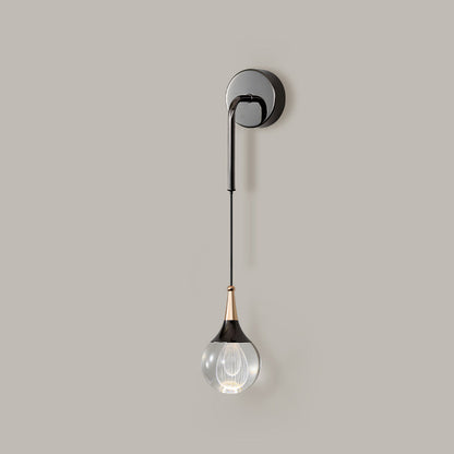 Modern Luxury Crystal Ball Aluminum Iron Round 1-Light Wall Sconce Lamp For Bedroom & Living Room