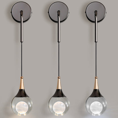 Modern Luxury Crystal Ball Aluminum Iron Round 1-Light Wall Sconce Lamp For Bedroom & Living Room