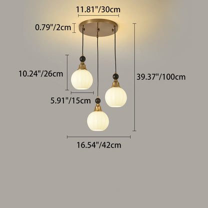 Traditional Chinese Glass Solid Wood Iron Copper Branching Round Curved 3/6/8-Light Chandelier For Bedroom & Living Room