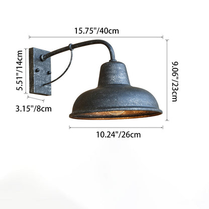Traditional Vintage Iron Round Rectangular 1-Light Wall Sconce Lamp For Outdoor
