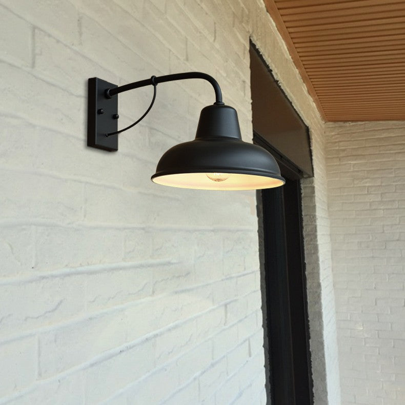 Traditional Vintage Iron Round Rectangular 1-Light Wall Sconce Lamp For Outdoor