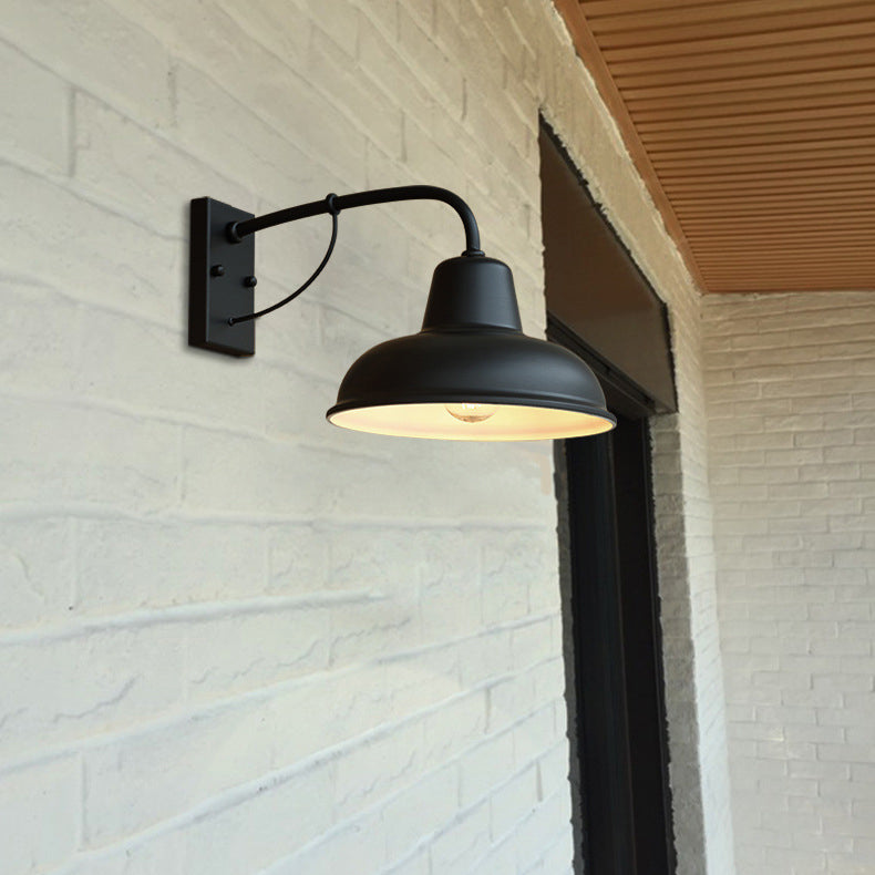 Traditional Vintage Iron Round Rectangular 1-Light Wall Sconce Lamp For Outdoor