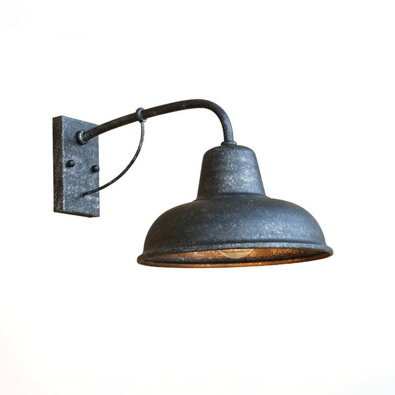Traditional Vintage Iron Round Rectangular 1-Light Wall Sconce Lamp For Outdoor
