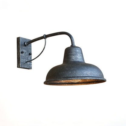 Traditional Vintage Iron Round Rectangular 1-Light Wall Sconce Lamp For Outdoor