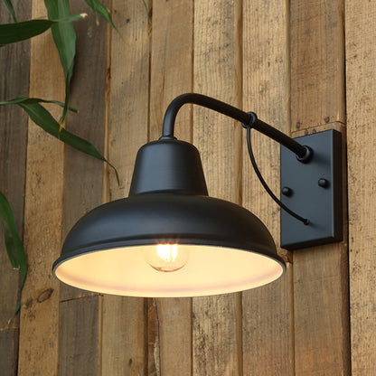Traditional Vintage Iron Round Rectangular 1-Light Wall Sconce Lamp For Outdoor