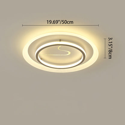 Modern Minimalist Acrylic Glass Iron Round LED Flush Mount Ceiling Light For Bedroom & Living Room