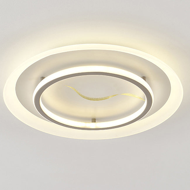 Modern Minimalist Acrylic Glass Iron Round LED Flush Mount Ceiling Light For Bedroom & Living Room