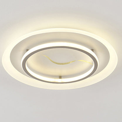 Modern Minimalist Acrylic Glass Iron Round LED Flush Mount Ceiling Light For Bedroom & Living Room