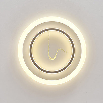 Modern Minimalist Acrylic Glass Iron Round LED Flush Mount Ceiling Light For Bedroom & Living Room