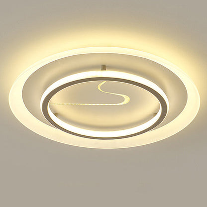 Modern Minimalist Acrylic Glass Iron Round LED Flush Mount Ceiling Light For Bedroom & Living Room