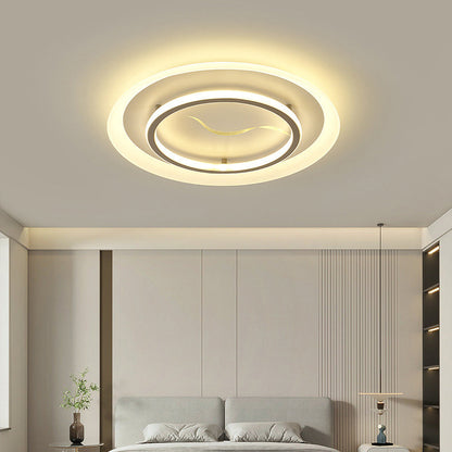Modern Minimalist Acrylic Glass Iron Round LED Flush Mount Ceiling Light For Bedroom & Living Room