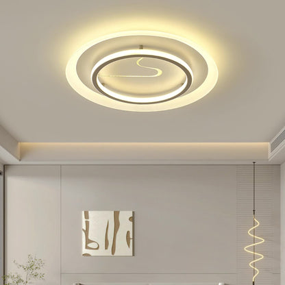 Modern Minimalist Acrylic Glass Iron Round LED Flush Mount Ceiling Light For Bedroom & Living Room
