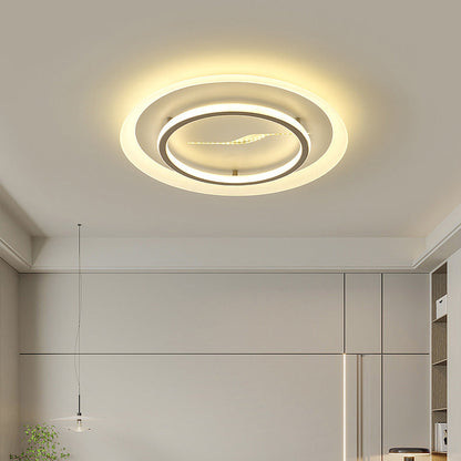Modern Minimalist Acrylic Glass Iron Round LED Flush Mount Ceiling Light For Bedroom & Living Room