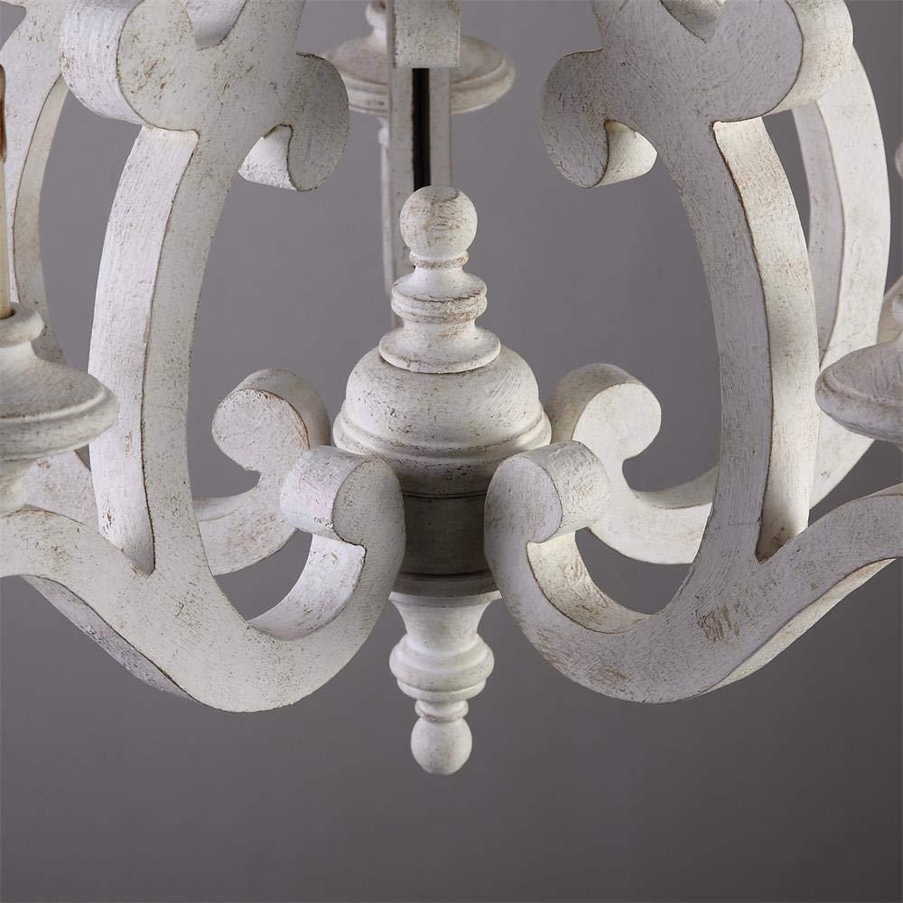 Traditional Farmhouse Wood Metal Branch Candle 5-Light Chandelier For Living Room & Dining Room