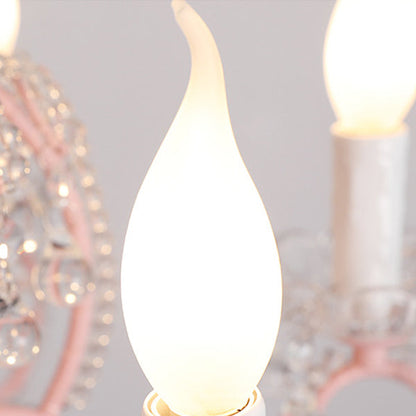 Traditional Farmhouse Crystal Iron Branch Bow Candle 6-Light Chandelier For Living Room & Dining Room