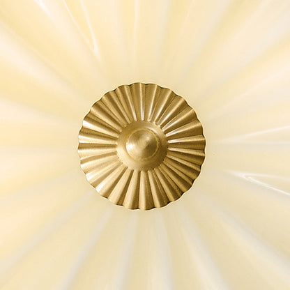 Traditional French Glass Copper Petal Ruffled 3/4-Light Flush Mount Ceiling Light For Bedroom & Living Room